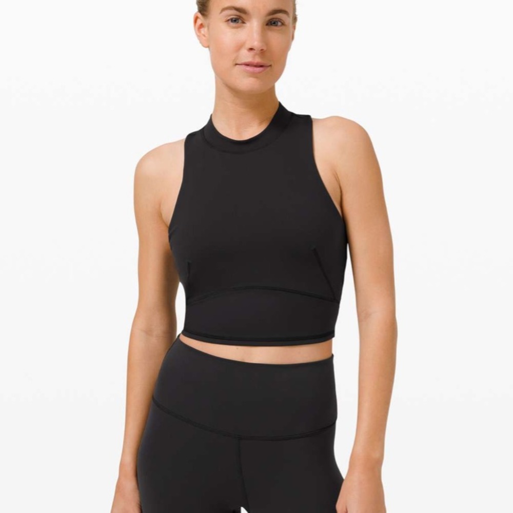 Lululemon everlux and mesh cropped tank- size 10- NWOT- black